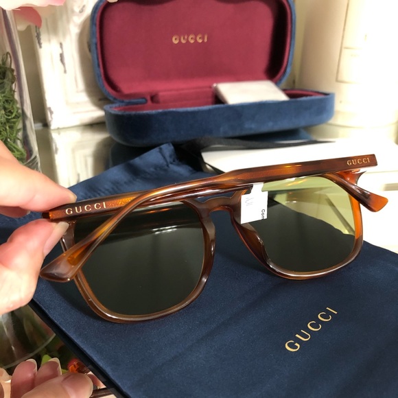 NWT Gucci Square Havana Acetate Sunglasses display picture 1